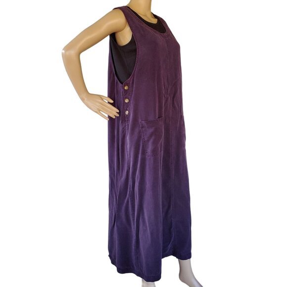 Talbots Y2K Women's XL Purple Jumper Dress Maxi Side Button Pocket Roomy Casual - Picture 1 of 12